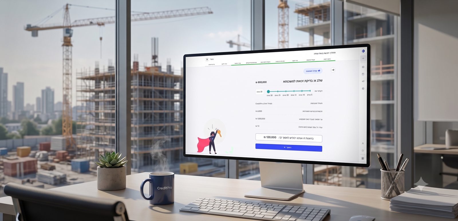 Business system displayed on an office screen
