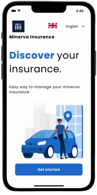 Minerva Insurance — Discover your insurance app screen